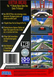 Box back cover for Virtua Racing on the Sega Genesis.