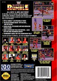 Box back cover for WWF Royal Rumble on the Sega Genesis.