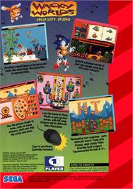 Box back cover for Wacky Worlds Creativity Studio on the Sega Genesis.