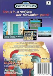 Box back cover for Warrior of Rome on the Sega Genesis.