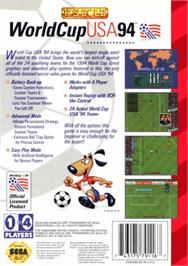 Box back cover for World Cup USA '94 on the Sega Genesis.