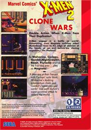 Box back cover for X-Men 2: Clone Wars on the Sega Genesis.