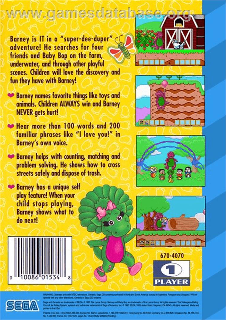 Barney's Hide and Seek Game - Sega Genesis - Artwork - Box Back