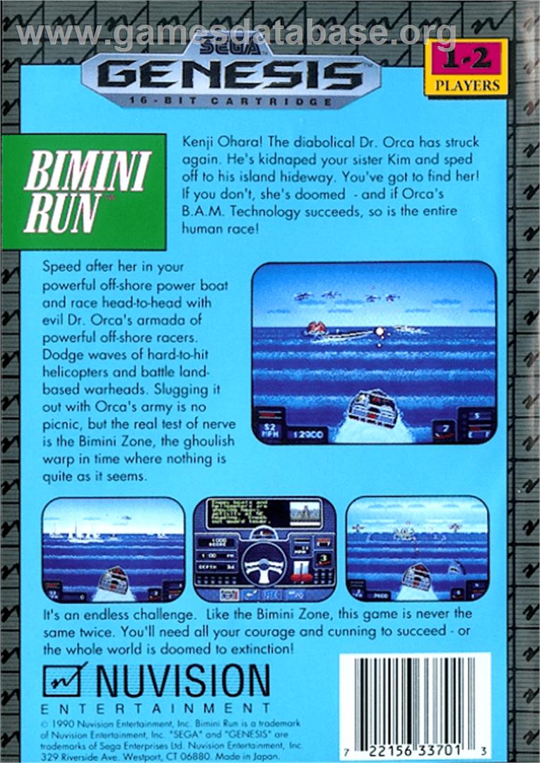 Bimini Run - Sega Genesis - Artwork - Box Back
