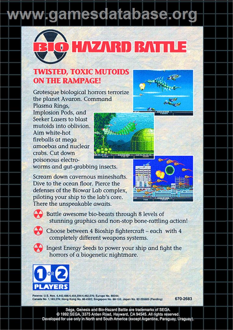 Bio-Hazard Battle - Sega Genesis - Artwork - Box Back