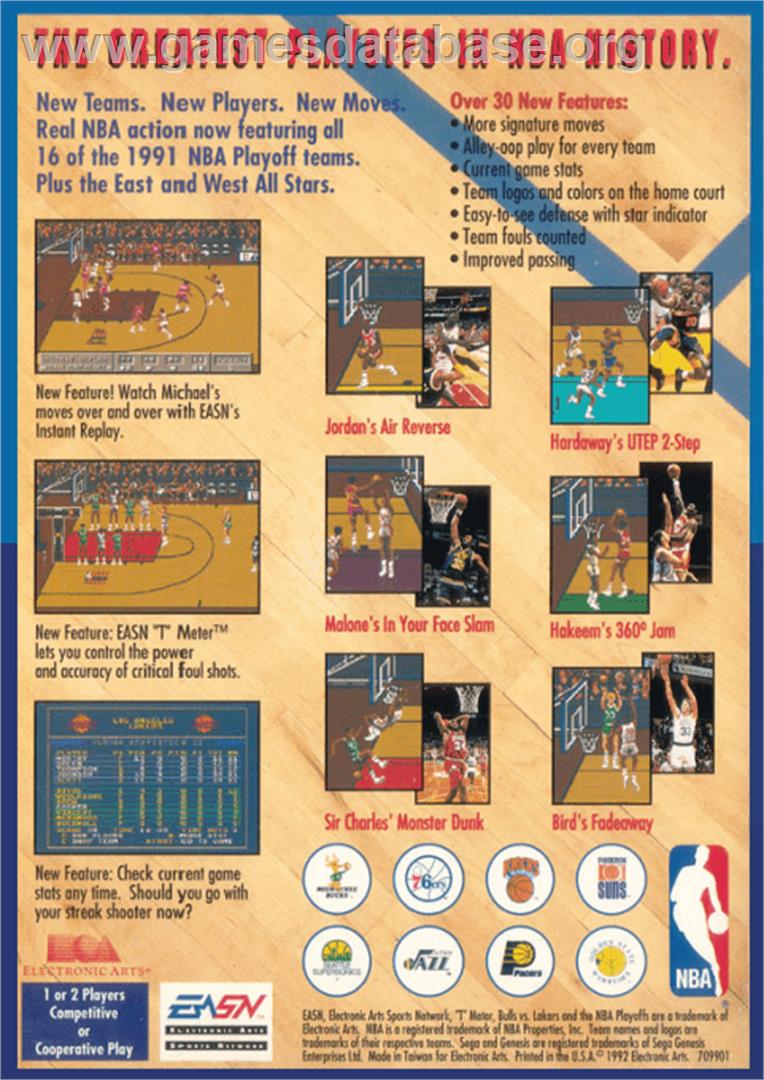 Bulls vs. Lakers and the NBA Playoffs - Sega Genesis - Artwork - Box Back