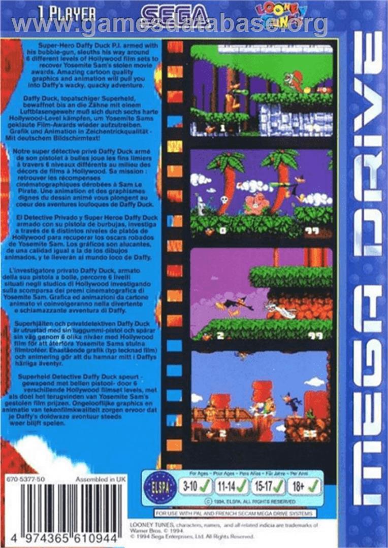 Daffy Duck in Hollywood - Sega Genesis - Artwork - Box Back