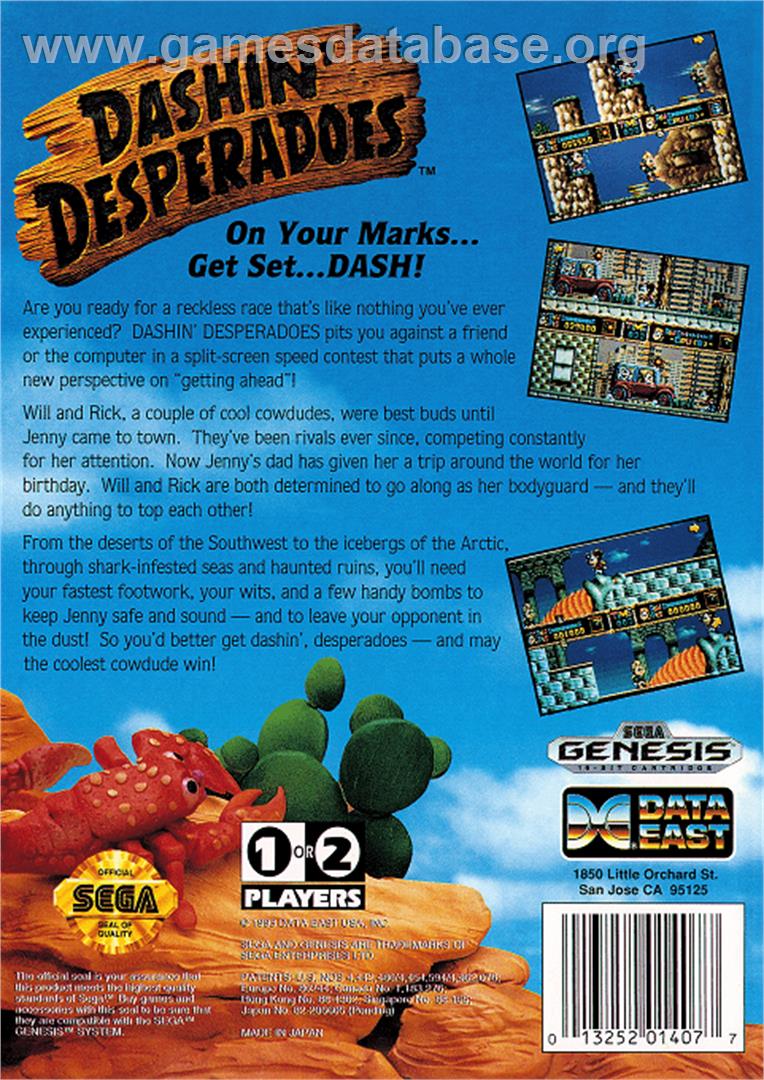 Dashin' Desperadoes - Sega Genesis - Artwork - Box Back