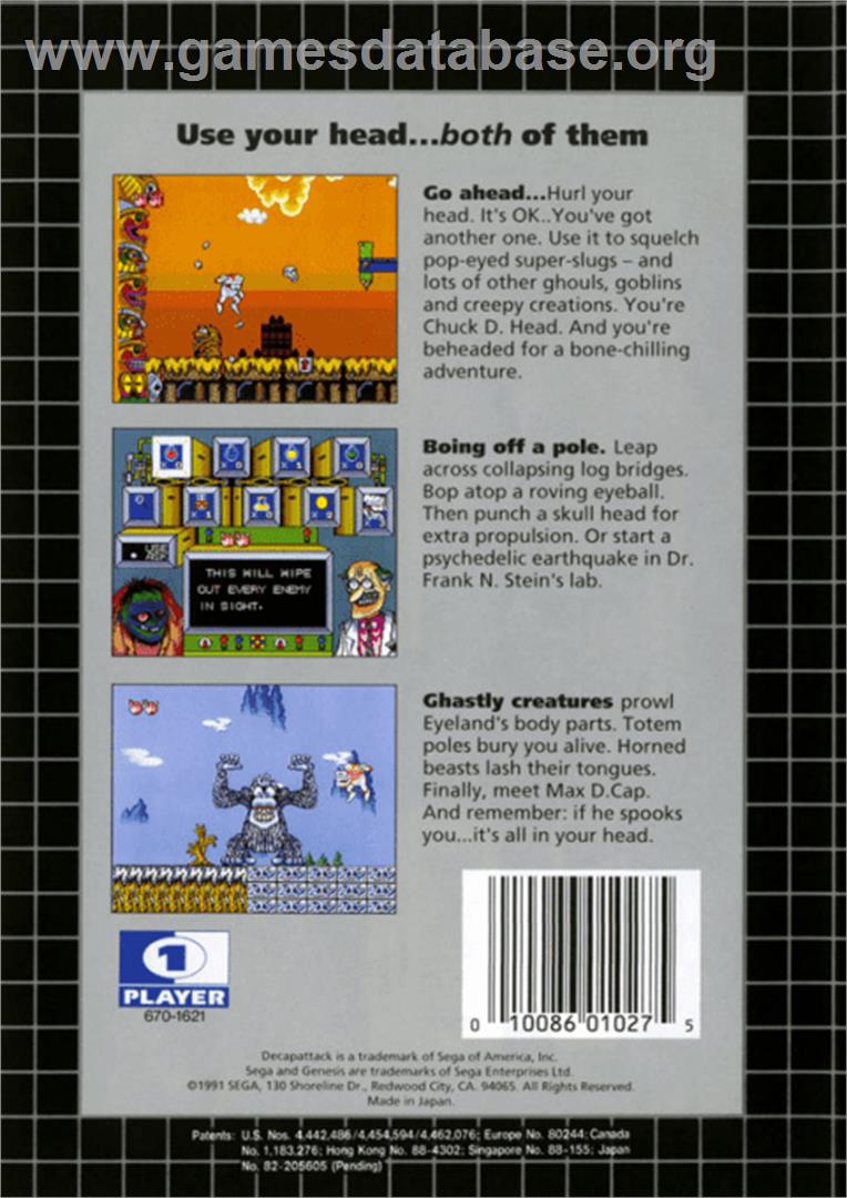 Decapattack - Sega Genesis - Artwork - Box Back