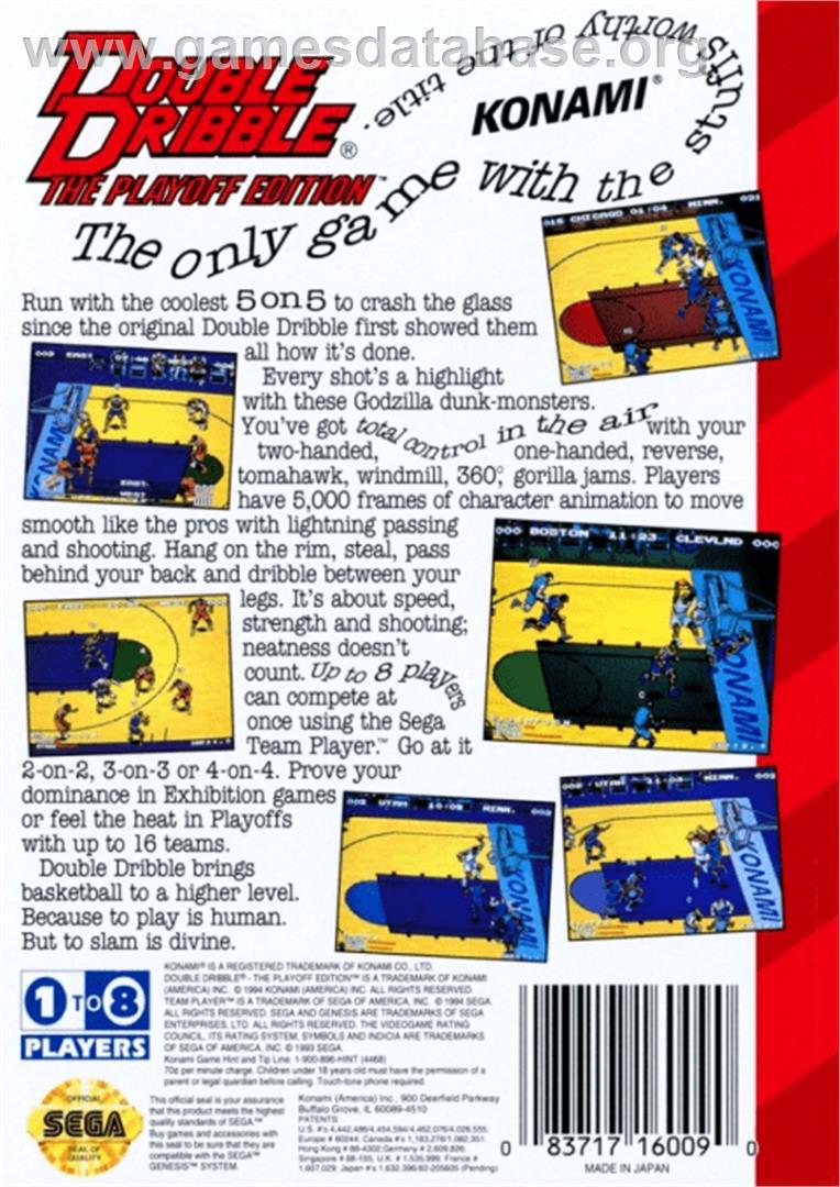 Double Dribble: The Playoff Edition - Sega Genesis - Artwork - Box Back
