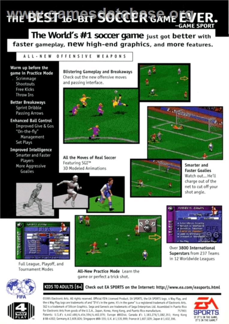 FIFA 96 - Sega Genesis - Artwork - Box Back