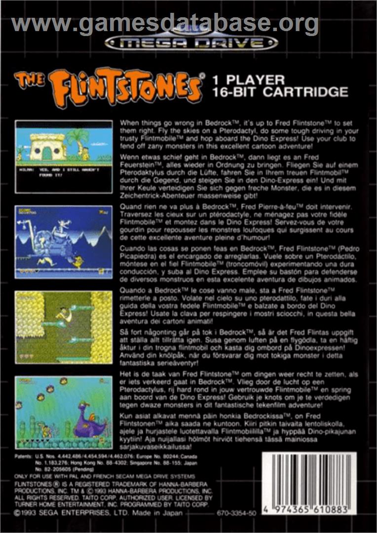 Flintstones, The - Sega Genesis - Artwork - Box Back