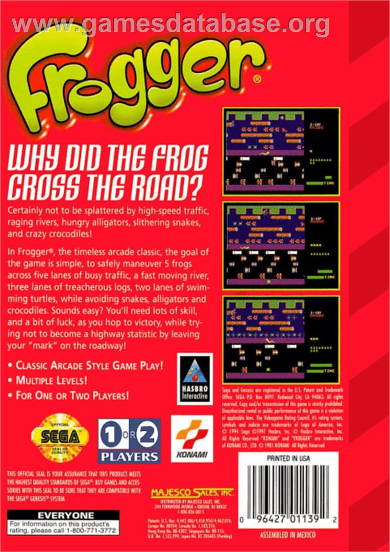 Frogger - Sega Genesis - Artwork - Box Back