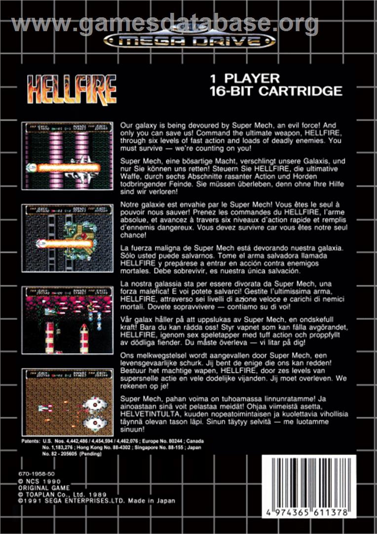 Hellfire - Sega Genesis - Artwork - Box Back