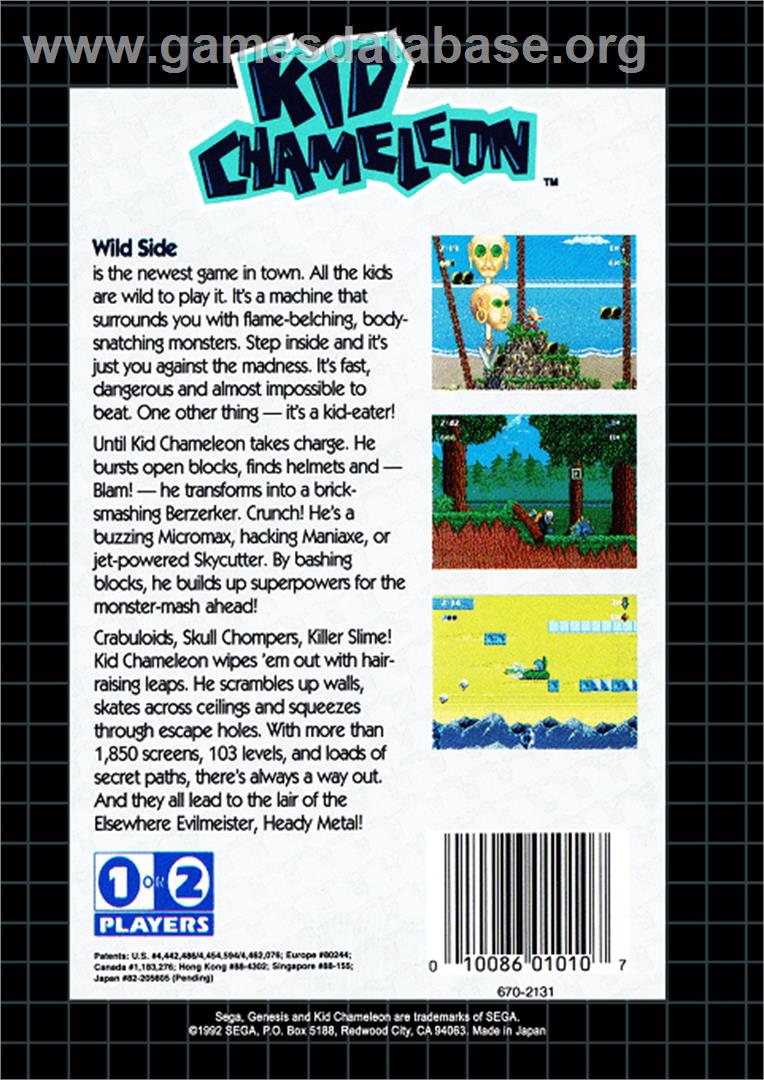 Kid Chameleon - Sega Genesis - Artwork - Box Back