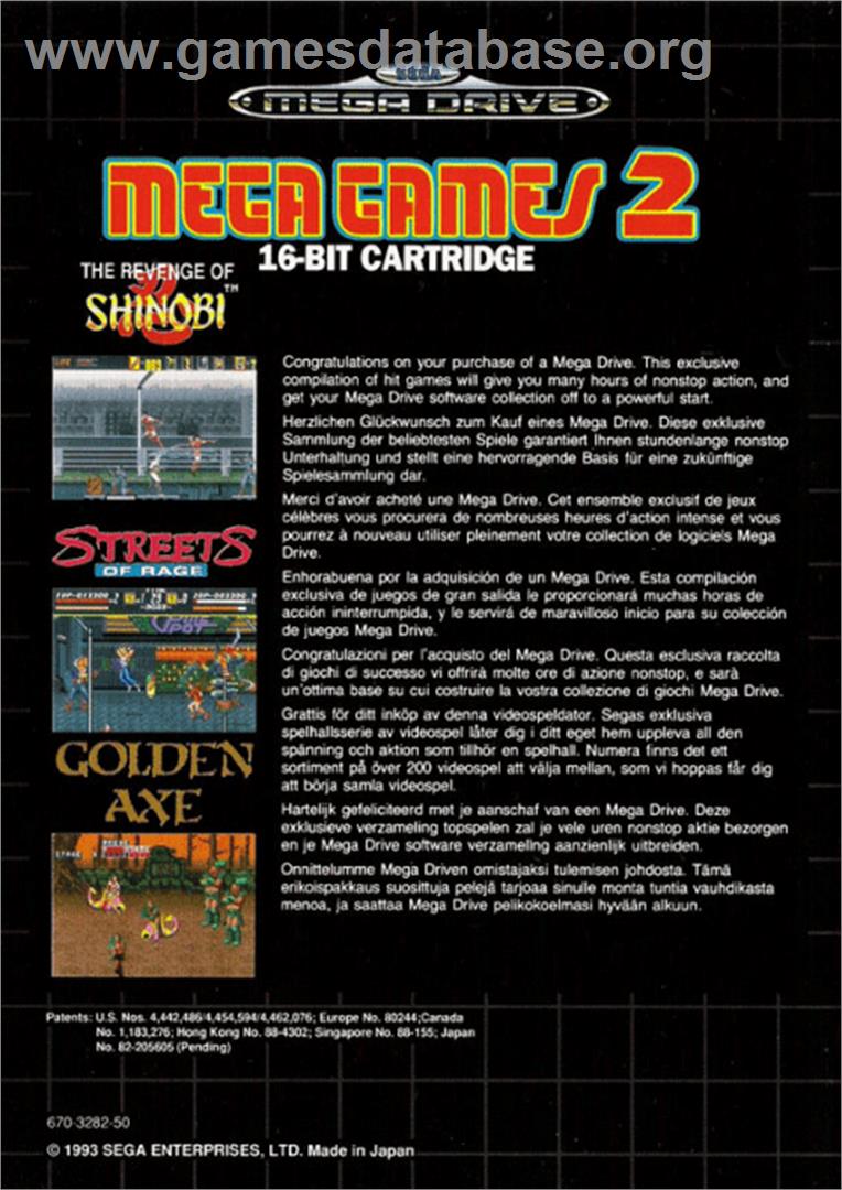 Mega Games 2 - Sega Genesis - Artwork - Box Back