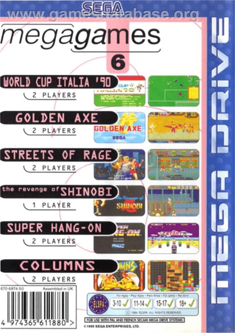 Mega Games 6 Vol. 1 - Sega Genesis - Artwork - Box Back