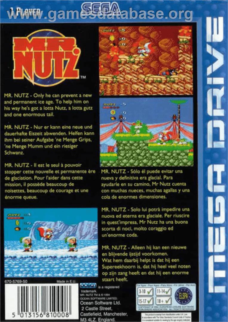Mr Nutz - Sega Genesis - Artwork - Box Back