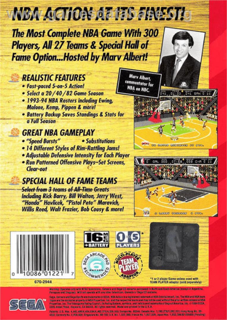 NBA Action '94 - Sega Genesis - Artwork - Box Back