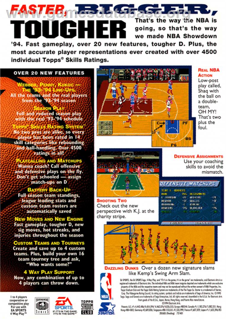 NBA Showdown - Sega Genesis - Artwork - Box Back