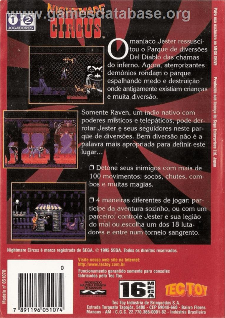 Nightmare Circus - Sega Genesis - Artwork - Box Back