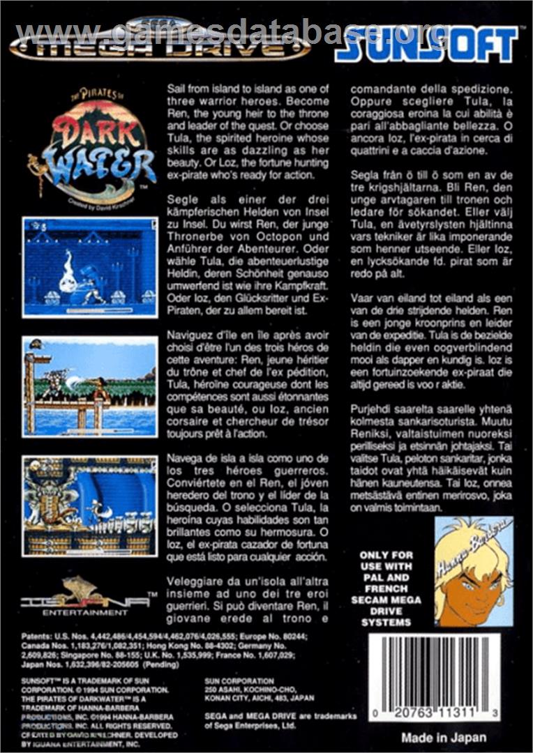 Pirates of Dark Water, The - Sega Genesis - Artwork - Box Back