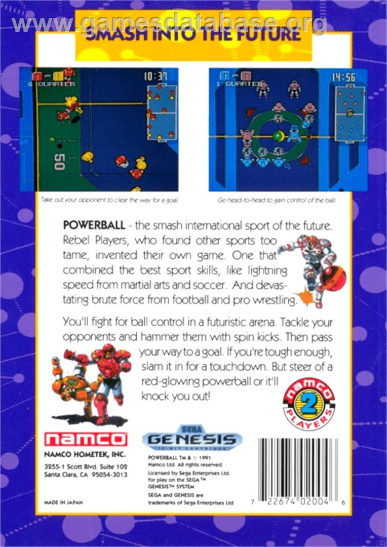 Power Ball - Sega Genesis - Artwork - Box Back