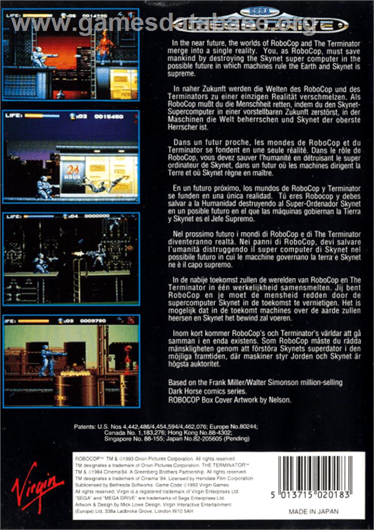 Robocop vs. the Terminator - Sega Genesis - Artwork - Box Back