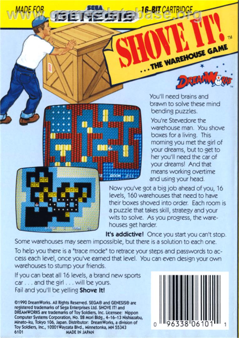 Shove It! The Warehouse Game - Sega Genesis - Artwork - Box Back