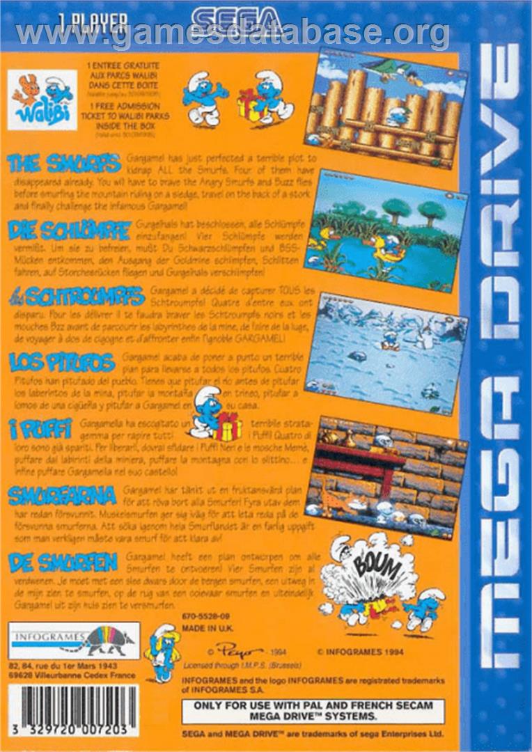 Smurfs, The - Sega Genesis - Artwork - Box Back