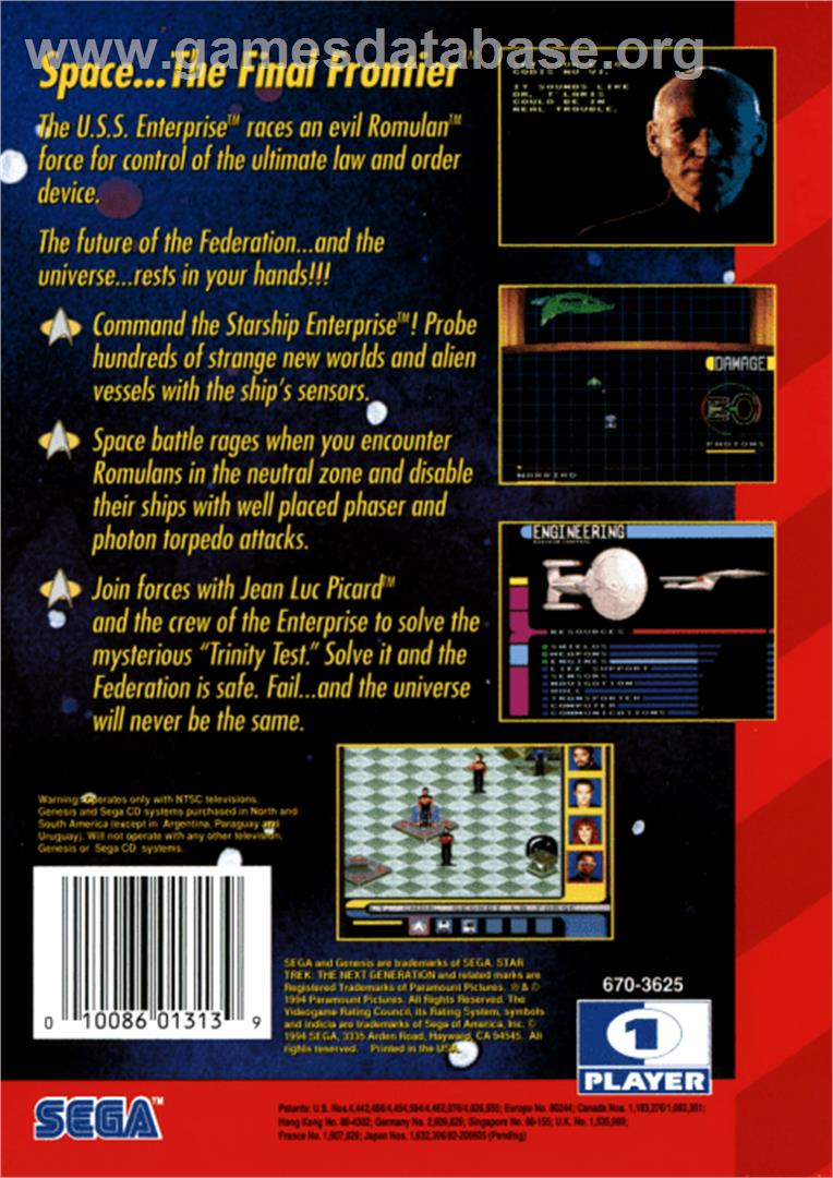 Star Trek The Next Generation - Echoes from the Past - Sega Genesis - Artwork - Box Back