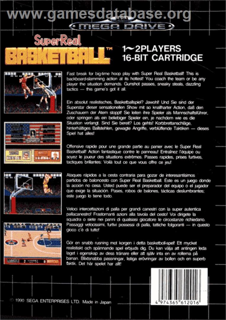 Super Real Basketball - Sega Genesis - Artwork - Box Back