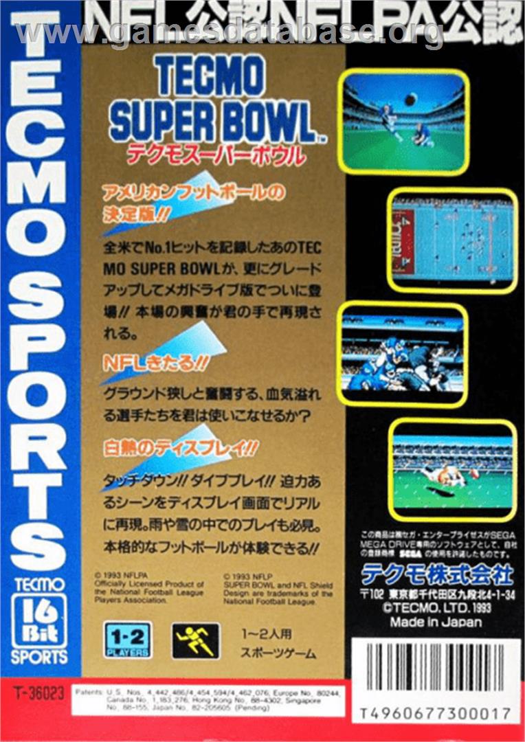 Tecmo Super Bowl - Sega Genesis - Artwork - Box Back