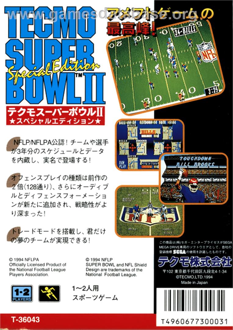 Tecmo Super Bowl II: Special Edition - Sega Genesis - Artwork - Box Back