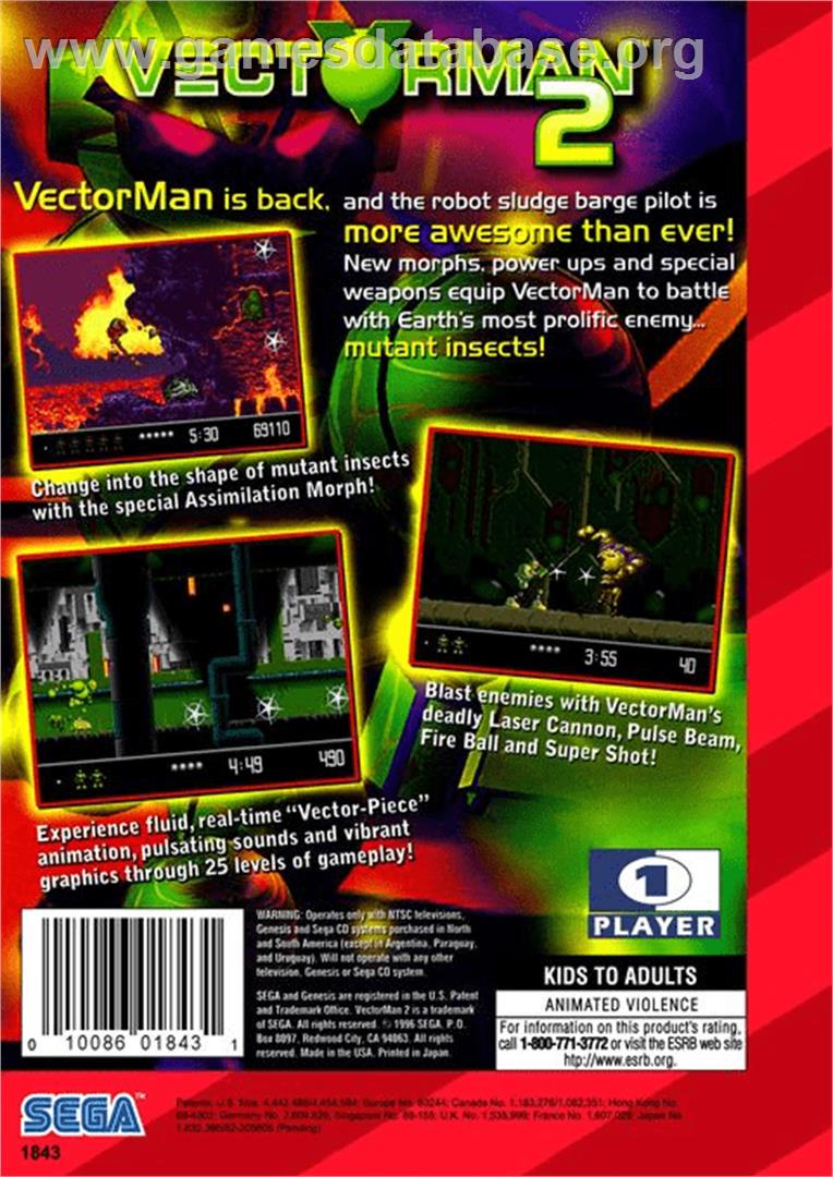 Vectorman 2 - Sega Genesis - Artwork - Box Back