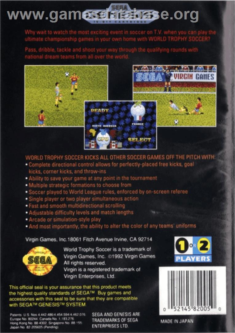 World Trophy Soccer - Sega Genesis - Artwork - Box Back
