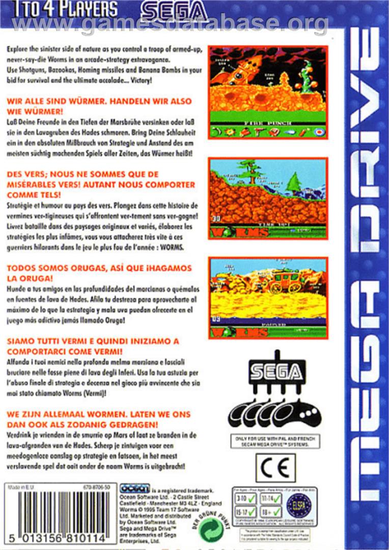 Worms - Sega Genesis - Artwork - Box Back