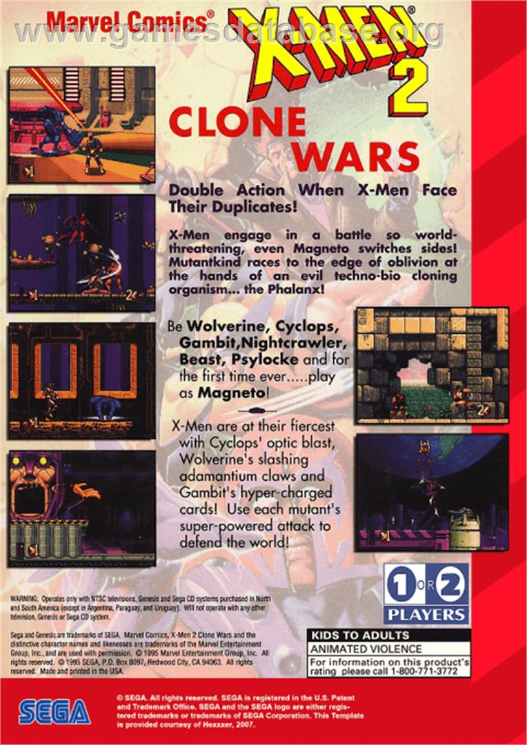 X-Men 2: Clone Wars - Sega Genesis - Artwork - Box Back