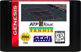 Cartridge artwork for ATP Tour Championship Tennis on the Sega Genesis.