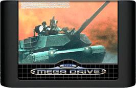 Cartridge artwork for Abrams Battle Tank on the Sega Genesis.