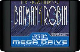 Cartridge artwork for Adventures of Batman and Robin, The on the Sega Genesis.