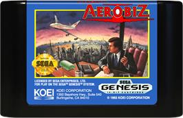 Cartridge artwork for Aerobiz on the Sega Genesis.