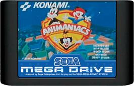 Cartridge artwork for Animaniacs on the Sega Genesis.
