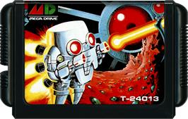 Cartridge artwork for Atomic Robo-Kid on the Sega Genesis.