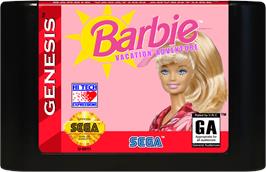 Cartridge artwork for Barbie Vacation Adventure on the Sega Genesis.