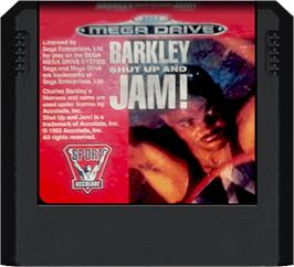 Cartridge artwork for Barkley: Shut Up and Jam on the Sega Genesis.