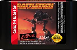 Cartridge artwork for Battletech: A Game of Armored Combat on the Sega Genesis.