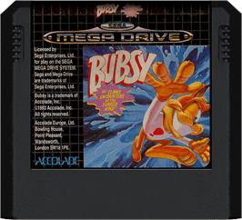 Cartridge artwork for Bubsy in: Claws Encounters of the Furred Kind on the Sega Genesis.