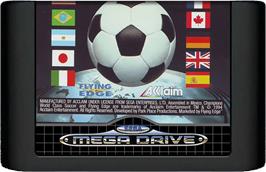 Cartridge artwork for Champions World Class Soccer on the Sega Genesis.