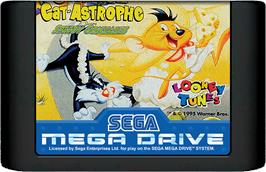 Cartridge artwork for Cheese Cat-Astrophe starring Speedy Gonzales on the Sega Genesis.